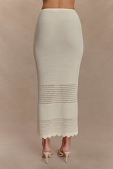 Madeline Scallop Knit Midi Skirt - Ivory